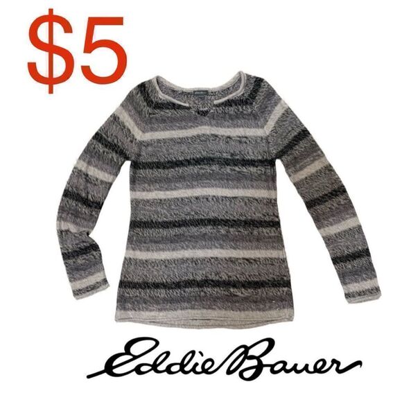$5 add on item,Eddie Bauer Long sleeve cotton striped sweater - Picture 1 of 15